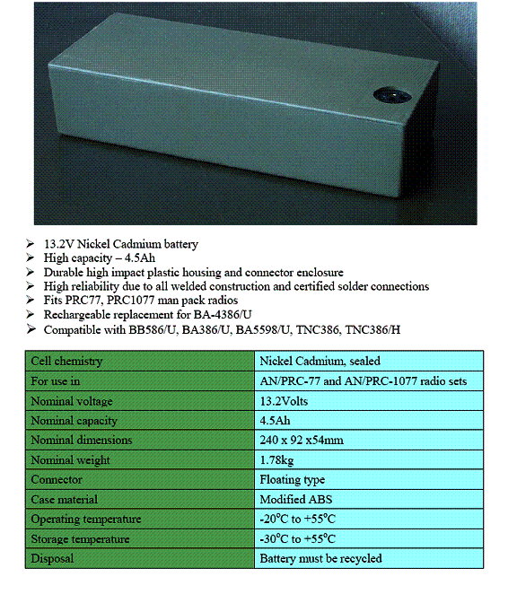 Military NiCD Battery for AN/PRC-77 and AN/PRC-1077 Radio at  www.criticalbattery.com